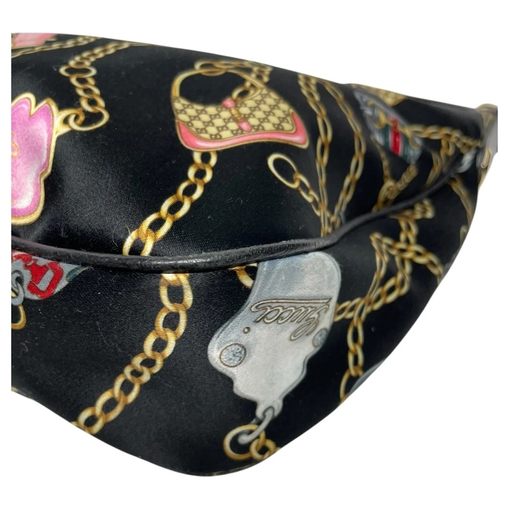 RARE Gucci Satin Medium Charmy Shoulder Bag Black Hobos Designer Purses - Picture 6 of 10